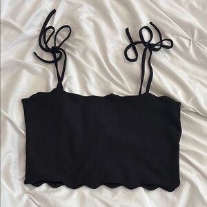 Zara Black Scalloped Crop Top